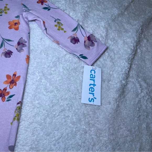 Carter's Lilac Floral Footed One-Piece Pajamas - Picture 9 of 9